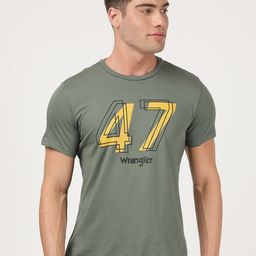 Wrangler Men Green Typography Printed Cotton T-shirt-image-62