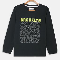 Octave Boys Green Typography Printed Cotton T-shirt-image-72