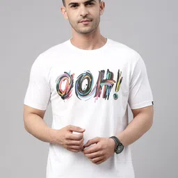 Bushirt Men White Printed Pure Cotton T-shirt-image-82
