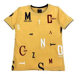 CAVIO Boys Yellow Typography Printed Applique T-shirt-image-11