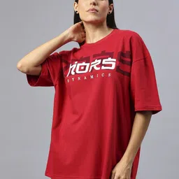 HOUSE OF RS Women HORS Dynamics Printed Oversized T-shirt-image-30