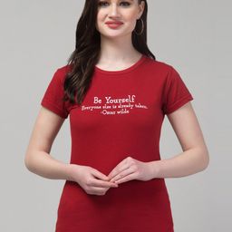 Trend Level Short Sleeves Cotton Typography Printed Applique T-shirt-image-85