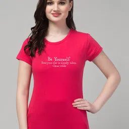 Trend Level Short Sleeves Cotton Typography Printed Applique T-shirt-37