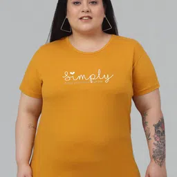 Trend Level Plus Size Typography Printed Round Neck Cotton T-shirt-image-42