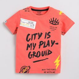 Ginie Boys Typography Printed Pure Cotton T-shirt-image-37