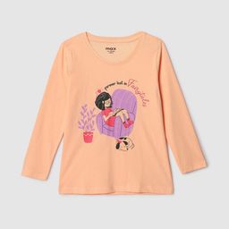 max Girls Typography Printed Long Sleeves Casual Pure Cotton T-shirt-image-18