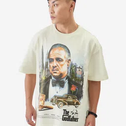 The Souled Store White The Godfather: The Don Printed Oversized Pure Cotton T-shirt-7