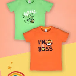Lux Cozi Boys Pack Of 2 Typography Printed T-shirt-image-92