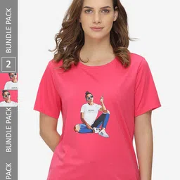 GROVERSONS Paris Beauty Pack Of 2 Graphic Printed Round Neck Pure Cotton T-shirt-image-82