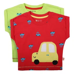 Bodycare Kids Boys Green & Red Pack of 2Printed Extended Sleeves Cotton T-shirt-97