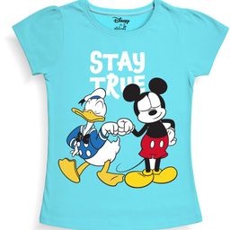 Minicult Girls Mickey & Friends Printed Puff Sleeves Cotton T-shirt-image-89