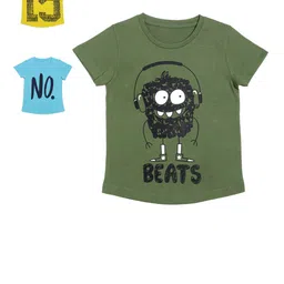 DOOR74 Girls Pack of 3 Printed Round Neck T-shirts-picture-36