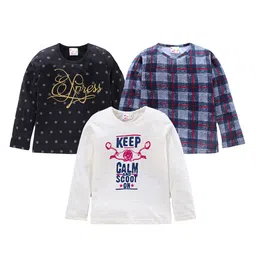 Eimoie Girls White & Black Pack Of 3 Printed Pure Cotton T-shirt-47