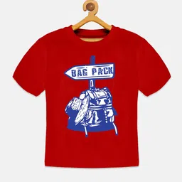 KiddoPanti Boys Graphic Printed Drop-Shoulder Sleeves Pure Cotton T-shirt-image-5