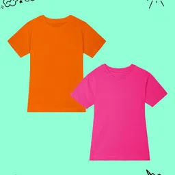 BAESD Girls Pack Of 2 Round Neck Short Sleeves Cotton Casual T-shirt-picture-37
