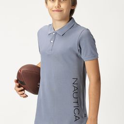 Nautica Boys Polo Collar Typography Printed T-shirt-image-56