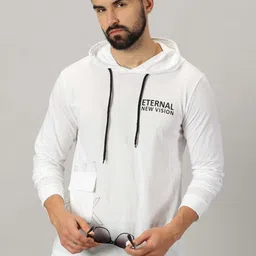 AUSK Men Typography Hooded Applique T-shirt-picture-28