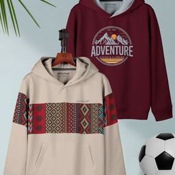 HELLCAT Boys Pack Of 2 Tribal Printed Regular Fit Hooded Casual T-shirt-image-48