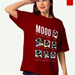 STATUS MANTRA Women 2 Printed Hooded Monochrome Applique T-shirt-image-29