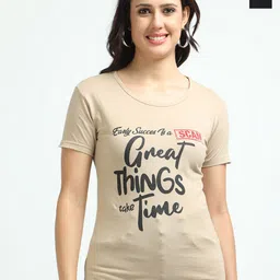 Fleximaa Women Typography 2 Printed Pure Cotton Applique T-shirt-image-82