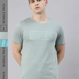 Joven Pack Of 2 Typography Printed Pure Cotton T-shirt-image-30