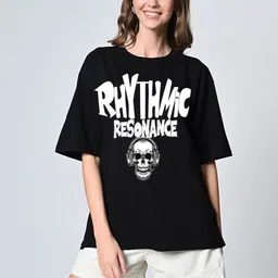OWL MINK Women Typography Printed Pure Cotton Applique T-shirt-image-92