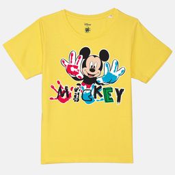 YK Disney Boys Mickey Mouse Printed Pure Cotton Applique T-shirt-image-86