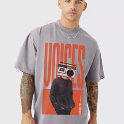 PRONK Round Neck Printed Pure Cotton T-shirt-image-10