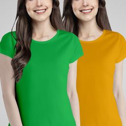 Pootlu Women Pack of 2 Solid Pure Cotton T-shirts-image-63