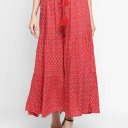 Aditi Wasan Women Red Printed A-Line Skirts-image-13