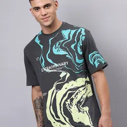 Bewakoof Abstract Printed Round Neck Cotton Oversized T-shirt-image-57