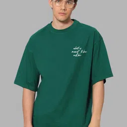 Besick Men Typography Printed Round Neck Oversized T-shirt-image-90