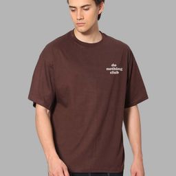 Besick Men Typography Printed Round Neck Oversized T-shirt-image-76