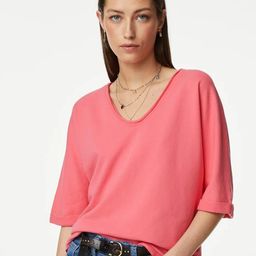 Marks & Spencer V-Neck Pure Cotton Sweatshirt-image-91