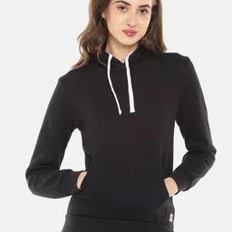 Campus Sutra Women Black Hooded Sweatshirt-picture-14