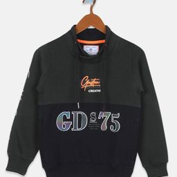 Monte Carlo Boys Olive Green & Navy Blue Colourblocked Sweatshirt-image-48