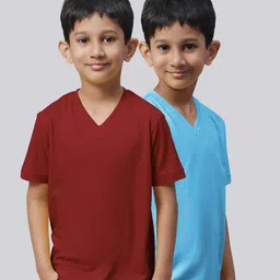 Friskers Boys Pack Of 2 V-Neck Pure Cotton Sports T-shirt-picture-24