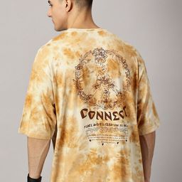 THE HOLLANDER Tie and Dye Dyed Printed Drop-Shoulder Sleeves Pure Cotton Oversized T-shirt-image-39