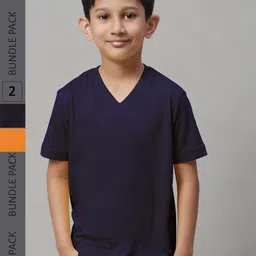 Friskers Boys Pack Of 2 V-Neck Pure Cotton T-shirts-picture-28