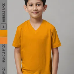 Friskers Boys Pack Of 2 V-Neck Pure Cotton T-shirts-picture-31