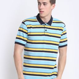 HARBOR N BAY Striped Cotton Polo Collar T-shirt-image-94