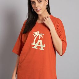 Imsa Moda Typography Printed Drop Shoulder Sleeves Oversized Cotton T-shirt-image-71