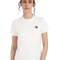 Tommy Hilfiger Women Solid Round Neck Cotton T-shirt-image-78