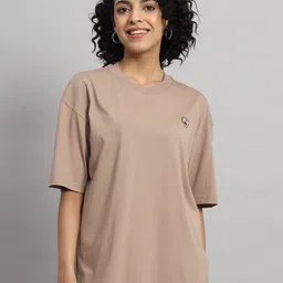 GRIFFEL Round Neck Drop-Shoulder Sleeves Cotton Oversized T-shirt-image-74