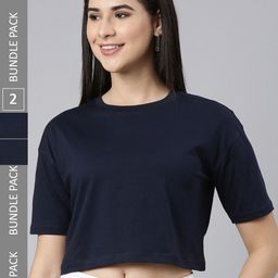 Kryptic Pack Of 2 Drop Shoulder Sleeves Cotton Crop T-shirt-image-66