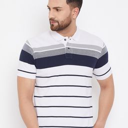 HARBOR N BAY Striped Printed Polo Collar Cotton Casual T-shirt-image-46