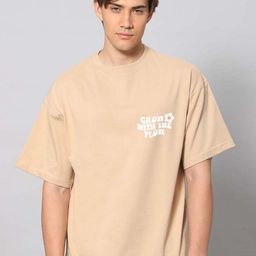 Besick Men Round Neck Typography Printed Oversized T-shirts-image-78