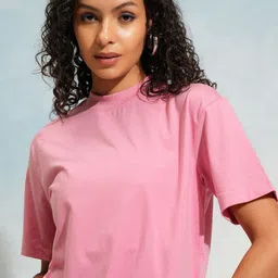 Tokyo Talkies Women High Neck Solid Crop T-shirt-image-64