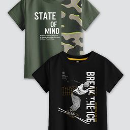 CODEZ Boys Pack Of 2 Printed Cotton T-shirts-46