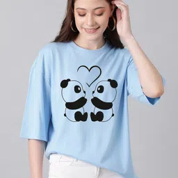 KOTTY Basics Panda Printed Oversized T-shirt-picture-12
